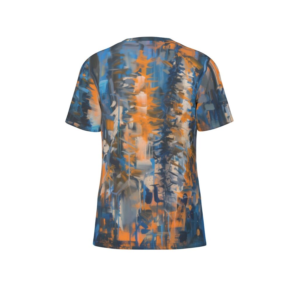 Abstract wolf back view all-over-print cotton t-shirt