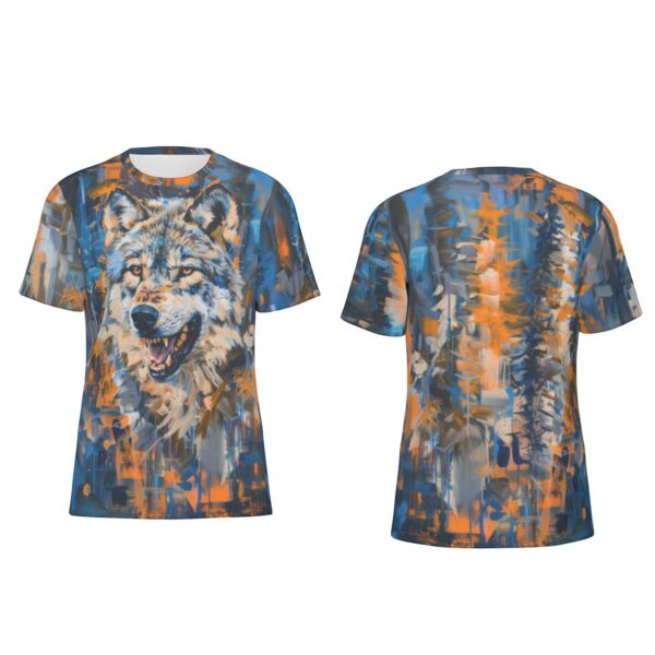 Abstract wolf both sides all-over-print cotton t-shirt