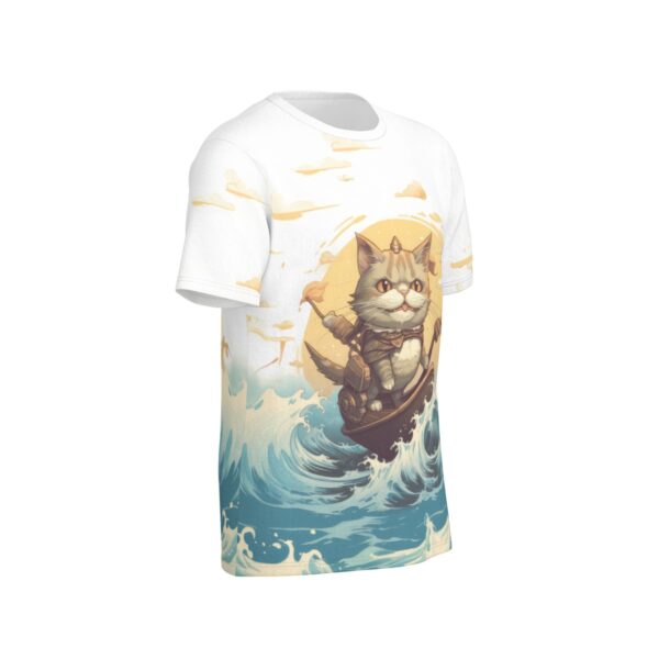 Cat captain in the sea angled view all-over-print cotton t-shirt