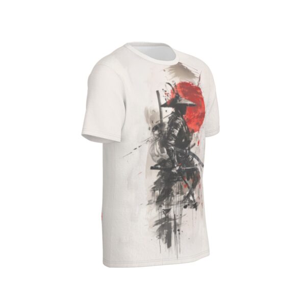 Samurai and the red sun angled view all-over-print cotton t-shirt