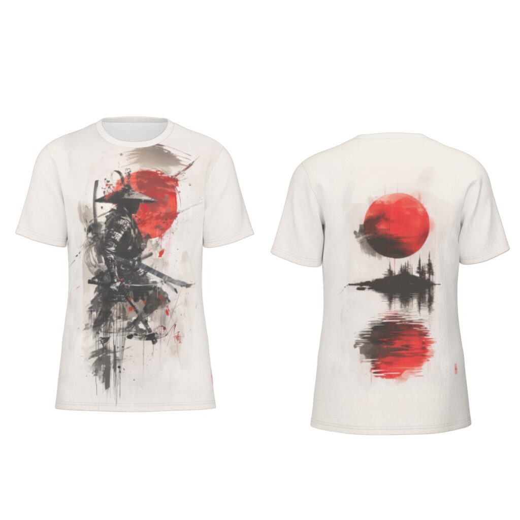 Samurai and the red sun both sides all-over-print cotton t-shirt