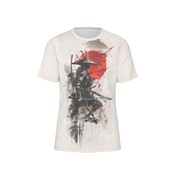 Samurai and the red sun front view all-over-print cotton t-shirt