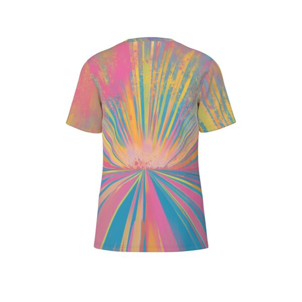 Unicorn on a rainbow back view all-over-print cotton t-shirt