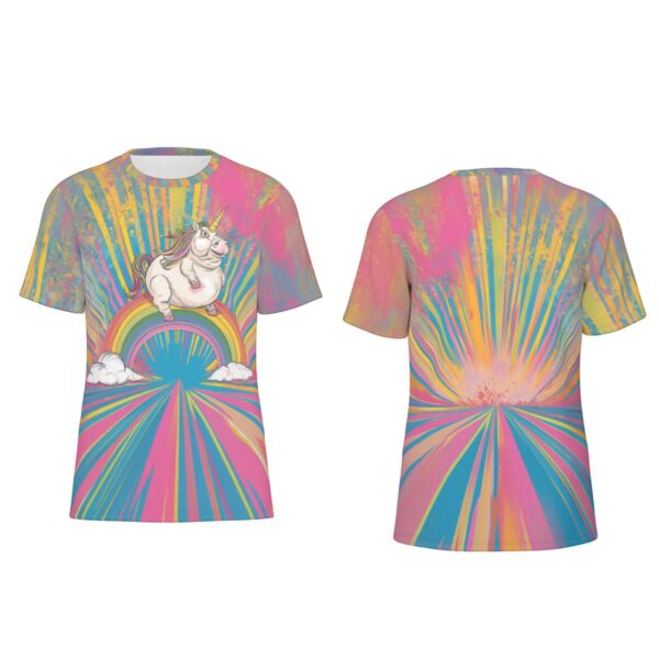 Unicorn on a rainbow both sides all-over-print cotton t-shirt